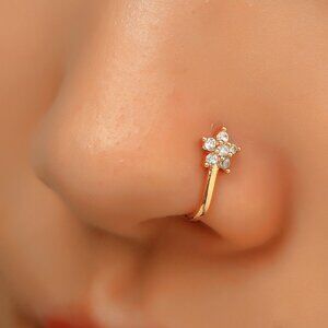 Nose Cuff,No Piercing Nose Ring,Cubic Zirconia Decor Nose Cuff,Fake Nose Ring